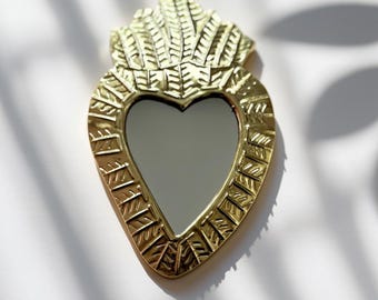 Gold hammered brass wall decoration – Handmade heart shape