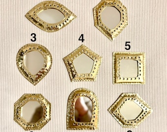 Specchi decorativi dorati, specchio decorativo da parete in ottone martellato, specchio marocchino in ottone, specchio tascabile, specchio da parete, specchio dorato