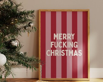 Merry Fucking Christmas Print: Funny Holiday Wall Art, Festive Decor (Digital Download)