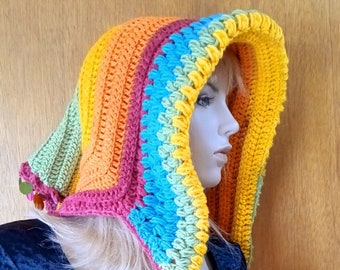 Oversized hood, crochet hood, festival hood, fairie hood