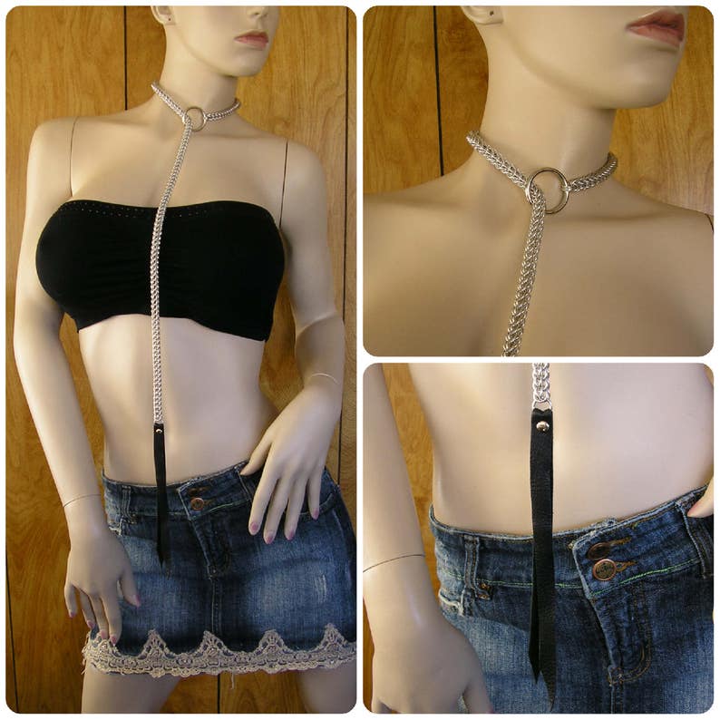 Chainmail choke chain leash total length is 40 Etsy