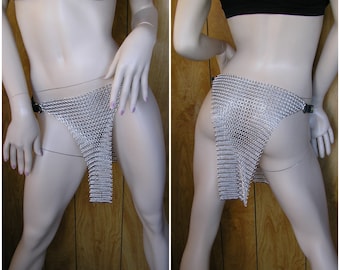 33" to 36" adjustable Chainmail loincloth, Unisex, with adjustable sides, will fit 33" adjustable up to 36", 15" long in back, 13" in front