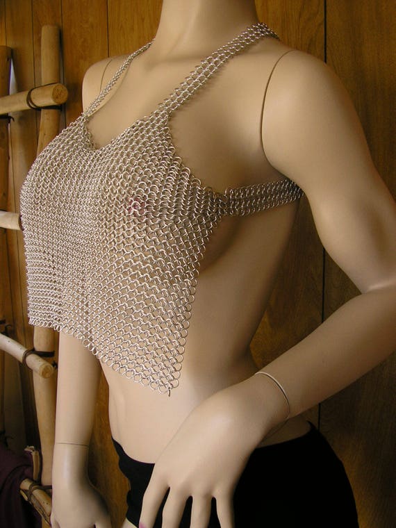 Chainmail Breastplate, Unisex, Halter Top, 4 in 1 Chainmail Front With  Crisscross Straps, 14 Wide X 9.5 Long, 1 Wide Straps Are 25 Long -   Canada