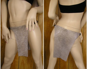 33" to 36" adjustable Chainmail loincloth, Unisex, with adjustable sides, will fit 33" adjustable up to 36", 15" long in back, 13" in front