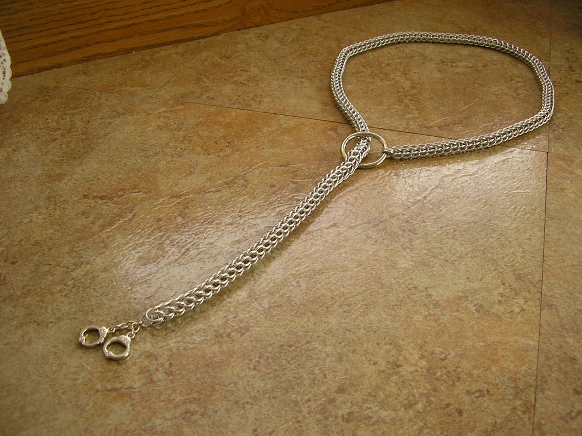 Chainmail Choke Chain Leash Total Length is 34 Etsy