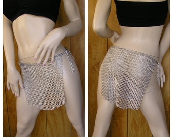 29" to 39" adjustable Chainmail loincloth, Unisex, with adjustable sides, will fit 29" adjustable up to 39", 13" long in back, 11" in front