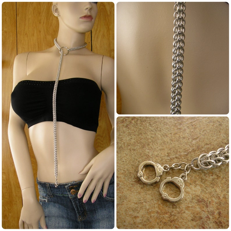 Chainmail choke chain leash total length is 34 Etsy