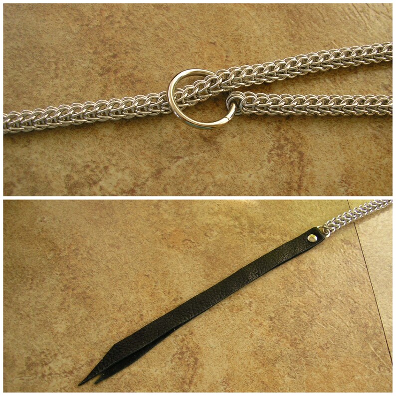 Chainmail choke chain leash total length is 40 Etsy