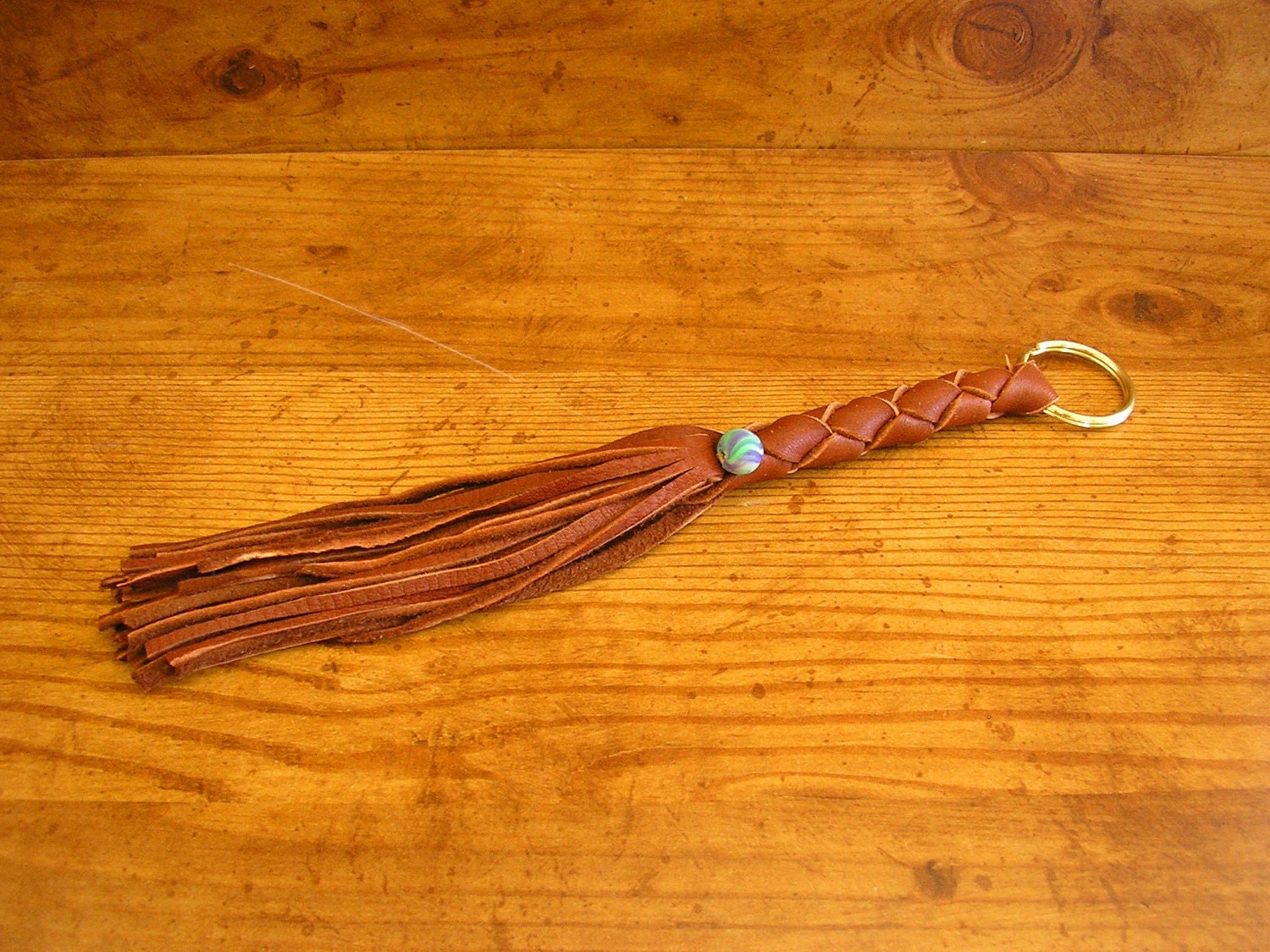 FREE SHIPPING Whip keychain four braid leather with fringe Etsy