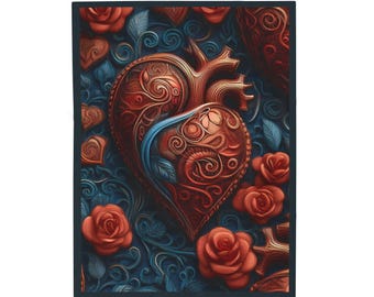 Manta de felpa con diseño de corazón y rosa: manta acogedora, ropa de cama suave, regalo de San Valentín, decoración de corazón anatómico, decoración romántica para el hogar.
