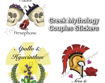 Greek Mythology Couples Stickers - Greek God and Goddess Couples Stickers