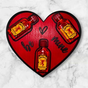 Valentines Day Heart Shapped Mini Liquor Bottle,Valentines Day Gift,Custom Wood Gift for Him or Her,Heart for Shooters,Gift Box,Gift Tray