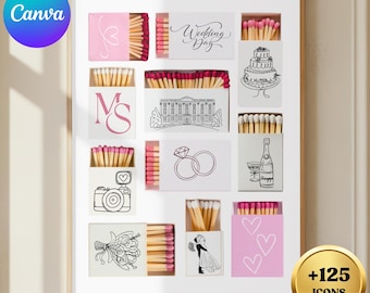 Matchbox Decor Template for Wedding Keepsake, Anniversary Gift, Personalized Matchbook Gift, Wedding Favor Gift
