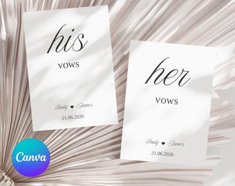 Libro de votos matrimoniales, Plantilla de votos matrimoniales personalizable, Libro de votos matrimoniales para él y para ella, Folletos de votos matrimoniales para él y para ella, Libros de votos matrimoniales personalizados