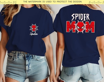 カスタムファミリースパイダーTシャツ、スパイダーマンバースデーシャツ、スパイダーパパ、スパイダーママシャツ、マッチング、マーベルファミリーTシャツ、スパイダーマンファミリーシャツ