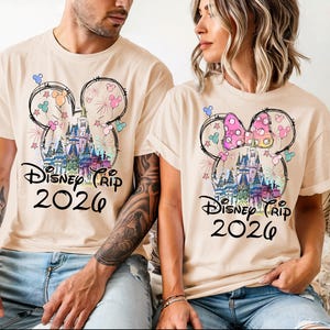 Custom Disney Vacation 2026 family watercolor 2026 Shirts, Disney Trip 2026 Shirt, Disneyland Shirts, Disney Couple Shirts, Disneyworld