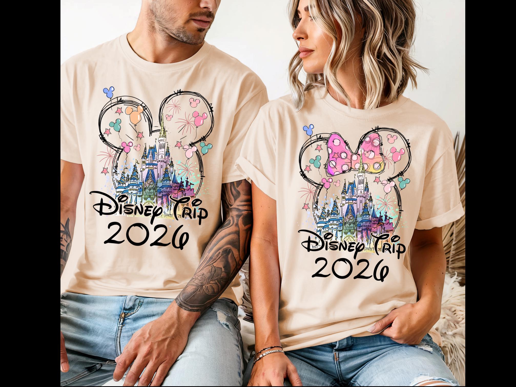 Custom Disney Vacation 2026 Family Watercolor 2026 Shirts, Disney