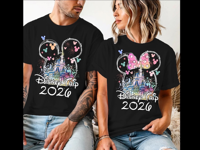 Custom Disney Vacation 2026 family watercolor 2026 Shirts, Disney Trip 2026 Shirt, Disneyland Shirts, Disney Couple Shirts, Disneyworld