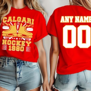 Calgary hockey shirt , jersey Flame Custom, your team name and number,  custom shirt, kid's hockey shirt, man hockey jersey