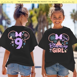 Chemise anniversaire fille Disney personnalisée, t-shirt personnalisé escouade d'anniversaire, cadeau pour fille d'anniversaire, t-shirt cadeau fête d'anniversaire Disney, Disneyland