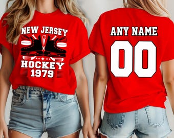 New Jersey hockey shirt, jersey Devil Custom, your team name and number,  custom shirt, kid's hockey shirt, man hockey jersey