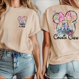 Disneyland Cousin crew shirt, watercolor Disney family shirt, Custom Cousin crew shirt with name, Cousin squad shirts, Disneyworld shirt