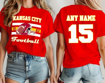 Kansas City football shirt , jersey Chief Custom, your team name and number,  custom shirt, kid&#39;s football shirt, man football jersey