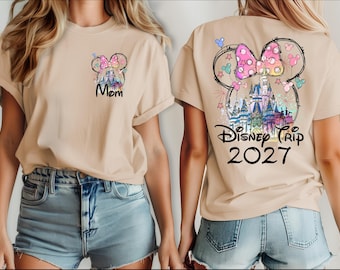 Camisetas personalizadas para vacaciones familiares en Disney 2027, camisetas para viajes a Disney 2027, camisetas de Disneyland, camisetas para parejas de Disney, Disneyworld.