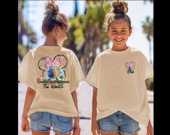 Epcot Snacking rund um die Welt Shirt, Epcot Ball, Mickey und Minnie Aquarell Schloss, Die Welt Checklist, Disney Paar Shirts