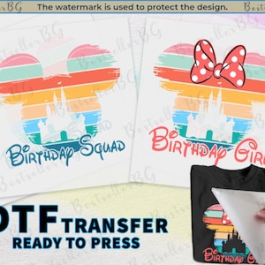 Disney Birthday girl DTF, Birthday squad shirt DTF transfer, Ready to press iron on transfer, Disneyland Shirts, Couple , Disneyworld