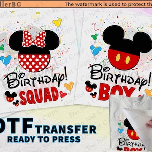 Birthday squad shirt DTF transfer, Disney Birthday Boy DTF, Ready to press iron on transfer, Disneyland Shirts, Couple , Disneyworld
