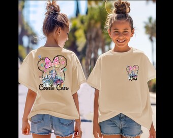 Camiseta da equipe Cousin da Disneylândia, camiseta da família Disney em aquarela, camiseta personalizada Cousin com nome, camisetas do esquadrão Cousin, camiseta Disneyworld