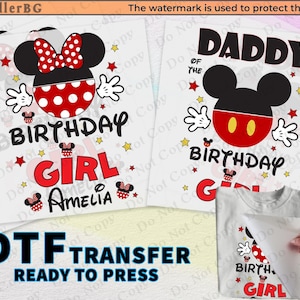 Birthday squad shirt DTF transfer, Disney Birthday girl DTF, Ready to press iron on transfer, Disneyland Shirts, Couple , Disneyworld