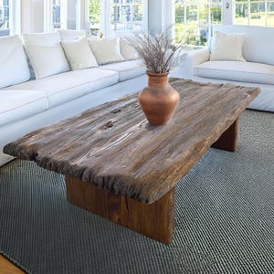 Live Edge Coffee Table, Reclaimed Solid Wood Rustic Farmhouse Living Room Table