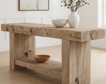 Consola de madera recuperada: muebles rústicos para entrada y recibidor.