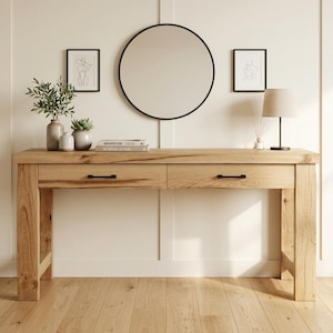 Solid Reclaimed Oak Console Table - Handmade Rustic Desk - Sustainable Wood Entryway Furniture