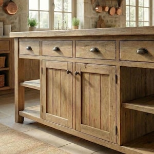 Oak Kitchen Island Solid Wood Handmade Dining Table With Food Safe Protective Finish