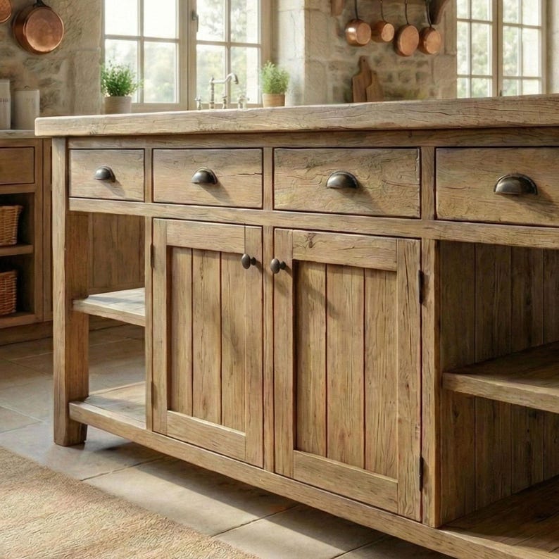 Oak Kitchen Island Solid Wood Handmade Dining Table With Food Safe Protective Finish