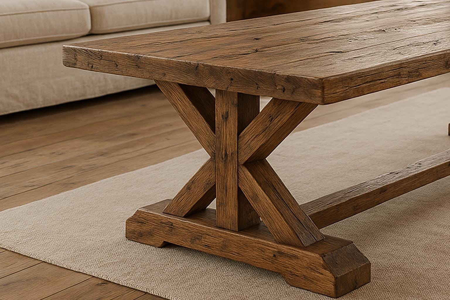 Rustic Solid Wood Dining Table – Handmade Farmhouse Kitchen and Dining ...