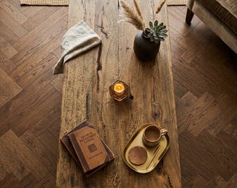 Rustic Solid Wood Coffee Table – Handmade Farmhouse Living Room Furniture