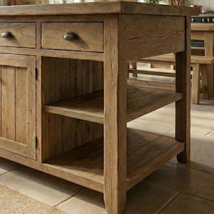 Oak Kitchen Island Solid Wood Handmade Dining Table With Food Safe Protective Finish