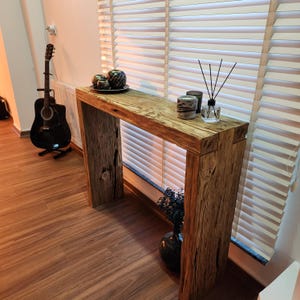 Rustic Entryway Console Table - Handmade Farmhouse Hallway Table -  Wood Console - Solid Wood TV Stand