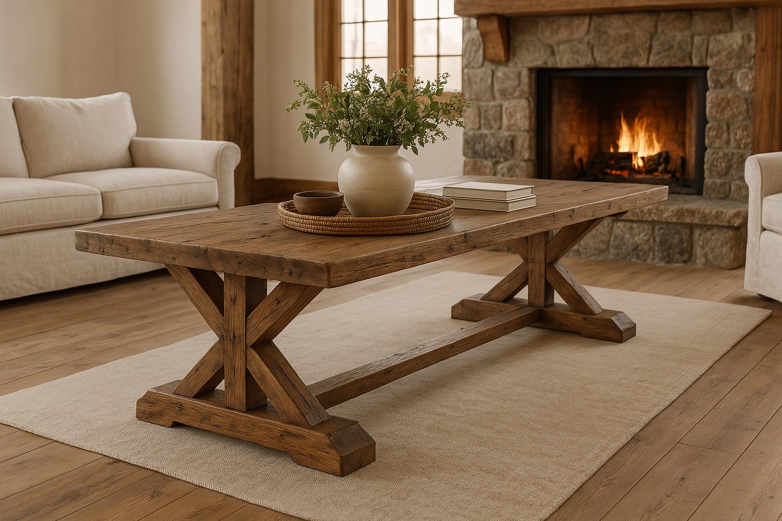 Rustic Wood Dining Table – Handmade Farmhouse Kitchen Table Large – Solid Wooden Dining Room Furniture for Cozy Home Interiors