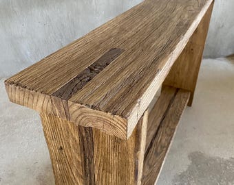 Handmade Chestnut Console Table - Rustic Entryway Furniture - Solid Wood Hallway Decor - Customizable Narrow Sofa Table