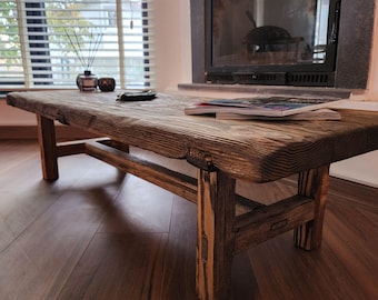 Handmade Rustic Solid Wood Coffee Table – Farmhouse Living Room Center Table