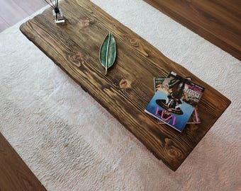 Rustic Handmade Coffee Table - Dark Brown Rectangular Table - Farmhouse Modern Wood Living Room Decor