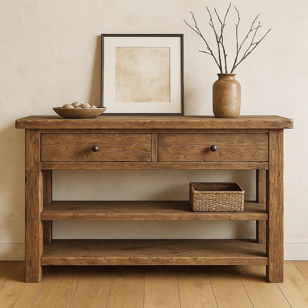 ブラウン 木製 コンソールテーブル 引き出し付き　アンティーク アンティーク コンソールテーブル デスク 机 おしゃれ 引き出し