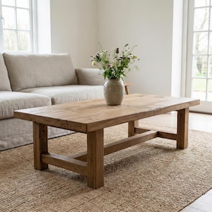 Rustic Coffee Table, Reclaimed Solid Wood Low Living Room Farmhouse Table