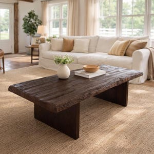 Handmade Rustic Live Edge Coffee Table – Solid Wood Farmhouse Centerpiece
