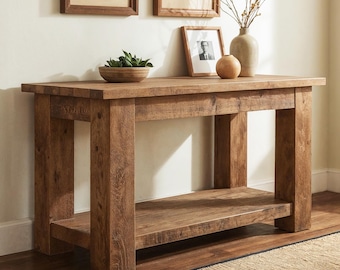 Consola de entrada - Muebles rústicos de granja Mesa estrecha para sofá de pasillo Estante de madera maciza